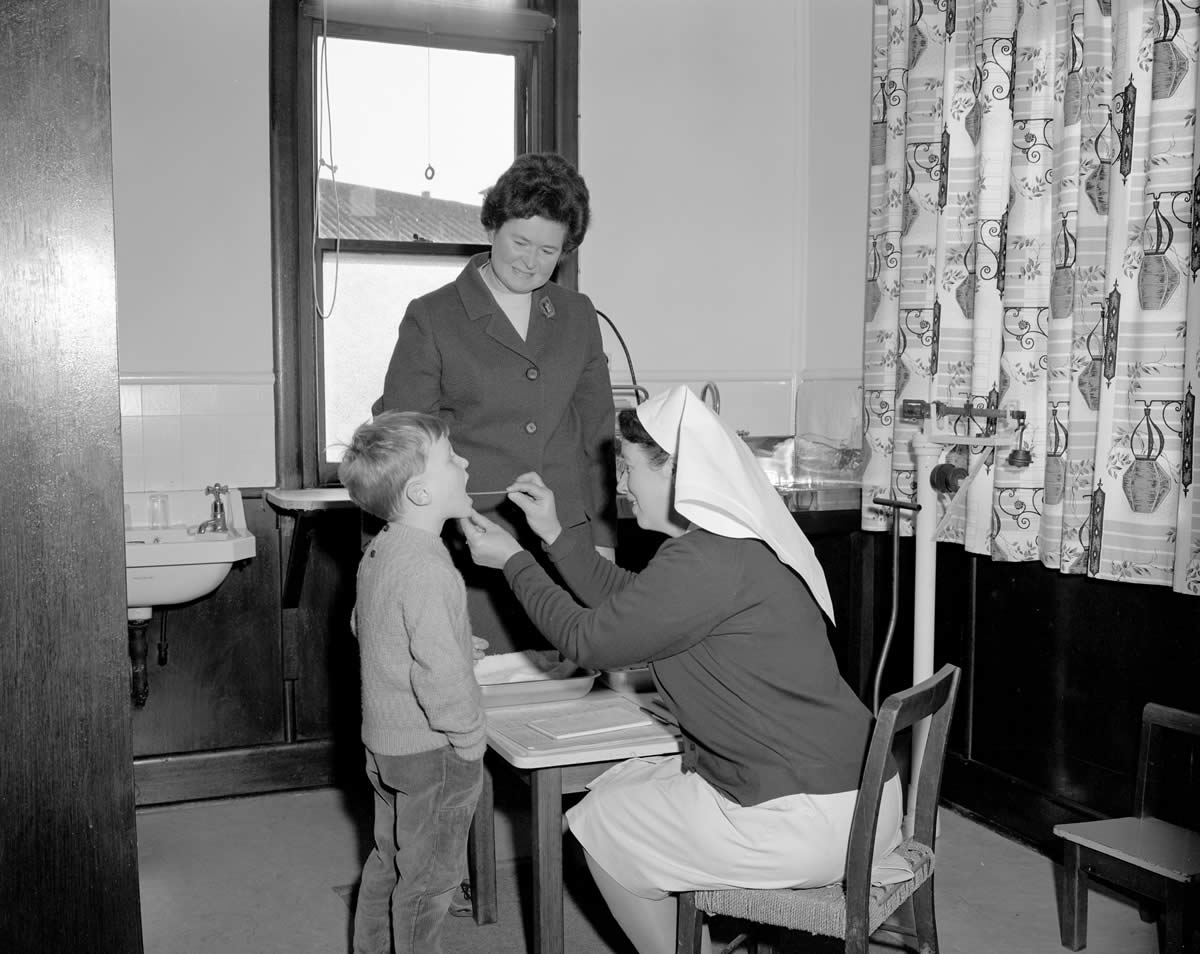 Medical examination by school nurse at Lady Gowrie 1960s