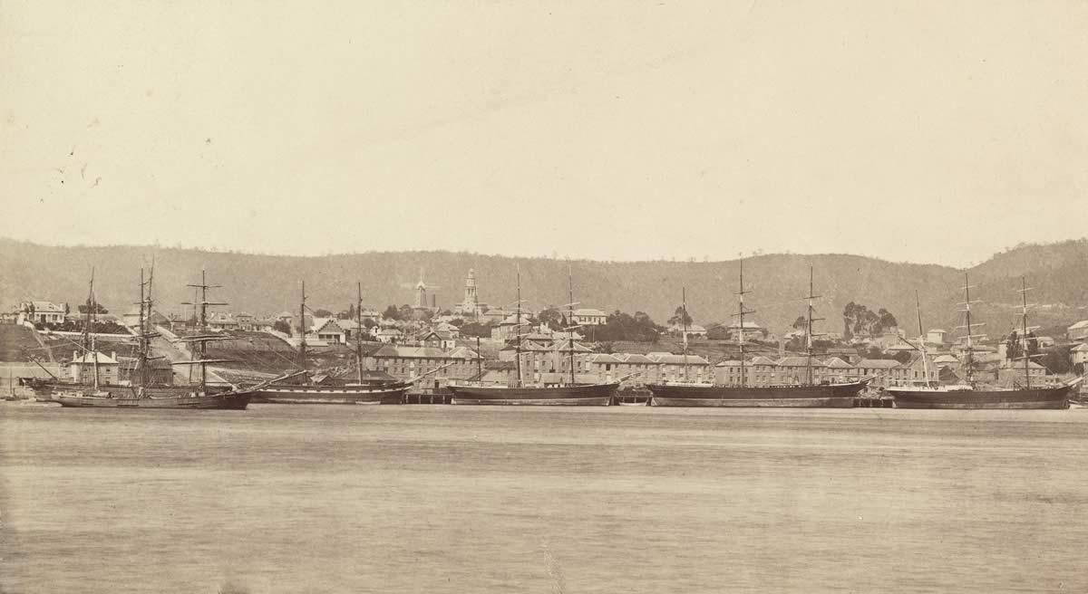 New Wharf with Battery Point in background c1870