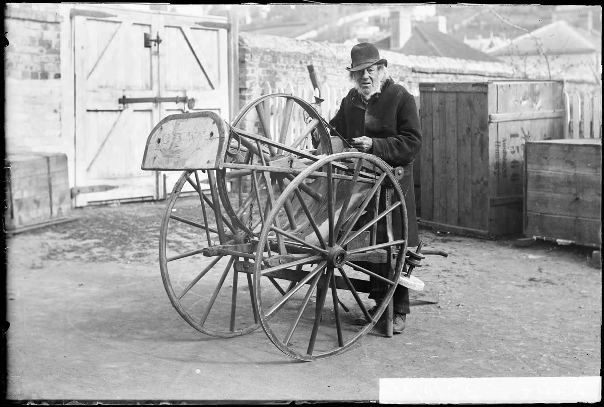 The itinerant knife sharpener was a familiar sight on the streets