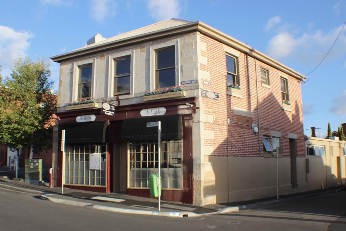 Restaurant at the corner of South Street and Hampden Road in  2015, once the site of Harrington’s grocery store